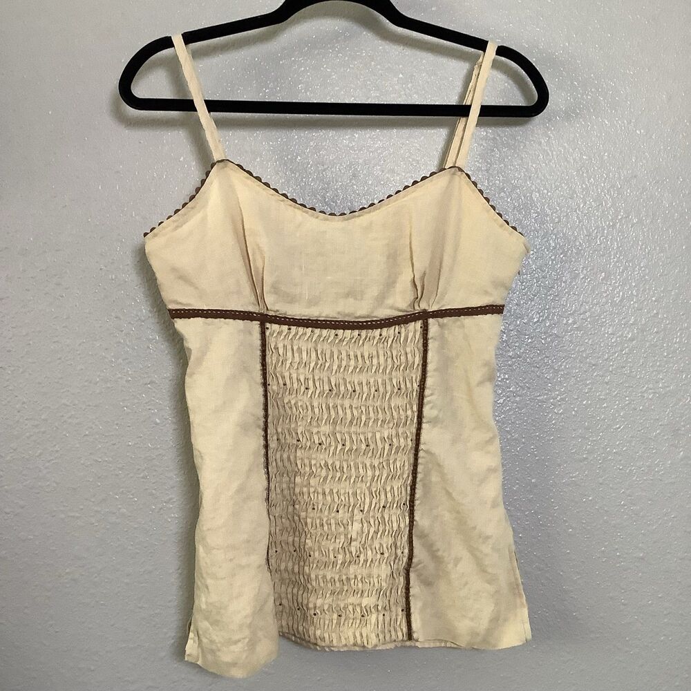 Nikki Valenti Irish Linen Cream Fairycore Renaissance Faire Camisole Sz 10 Y2K